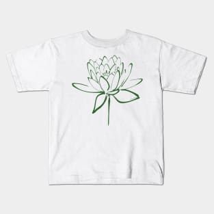 Lotus Blossom Calligraphy Green Kids T-Shirt